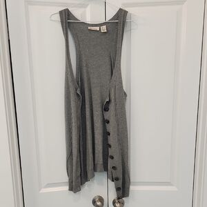 DKNY Gray Sleeveless Button-Down Cardigan